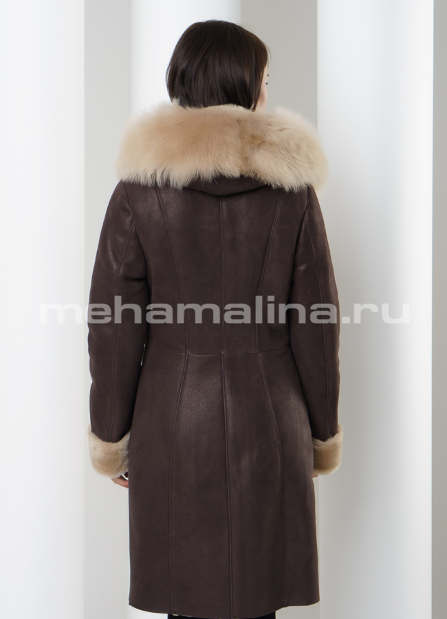 Дубленка с капюшоном модель № D-151 в кредит
