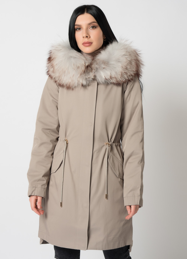 Женская парка с енотом модель № 18066 универмаг малина
