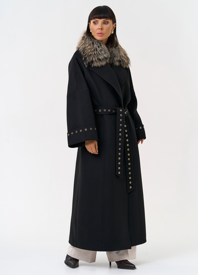 Утепленное женское пальто с английским воротником из меха лисы модель № 31552 универмаг малина Утепленное женское пальто с английским воротником из меха лисы модель № 31552 универмаг малина