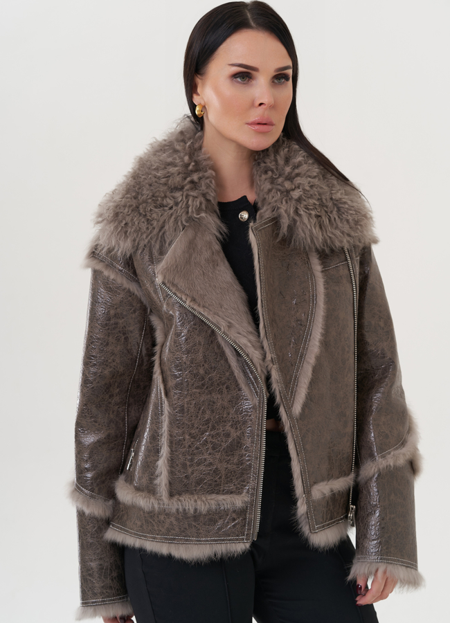 Куртка женская серого цвета с отложным воротником  модель № 25747 универмаг малина