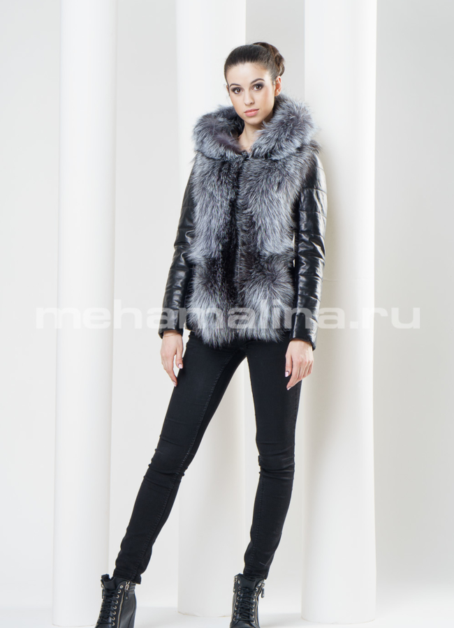 Кожаная куртка трансформер с чернобуркой модель № K-271 в рассрочку