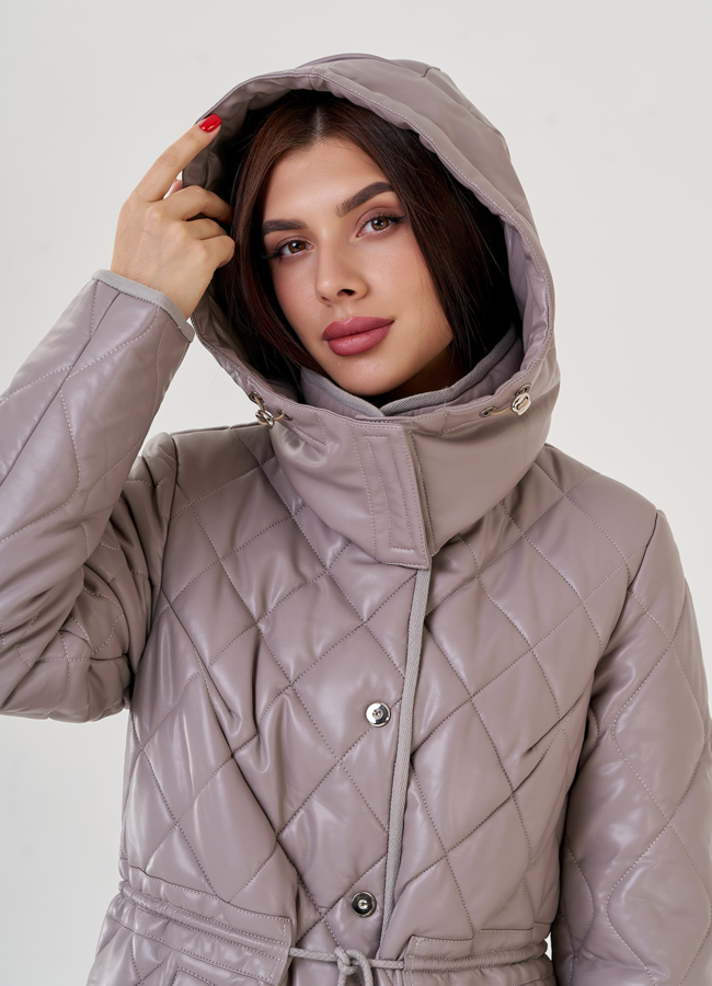 Женский пуховик-парка из эко кожи Malina Siberian  модель № 23368 в кредит