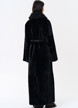 Женская натуральная дубленка с воротником шаль