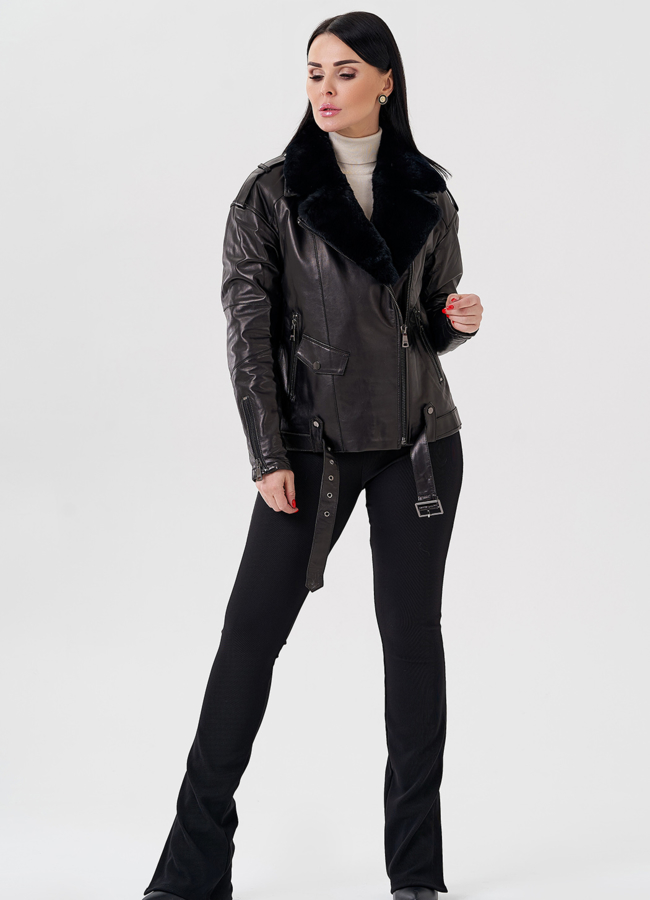 Женская куртка - косуха из натуральной кожи модель № 24083 универмаг малина