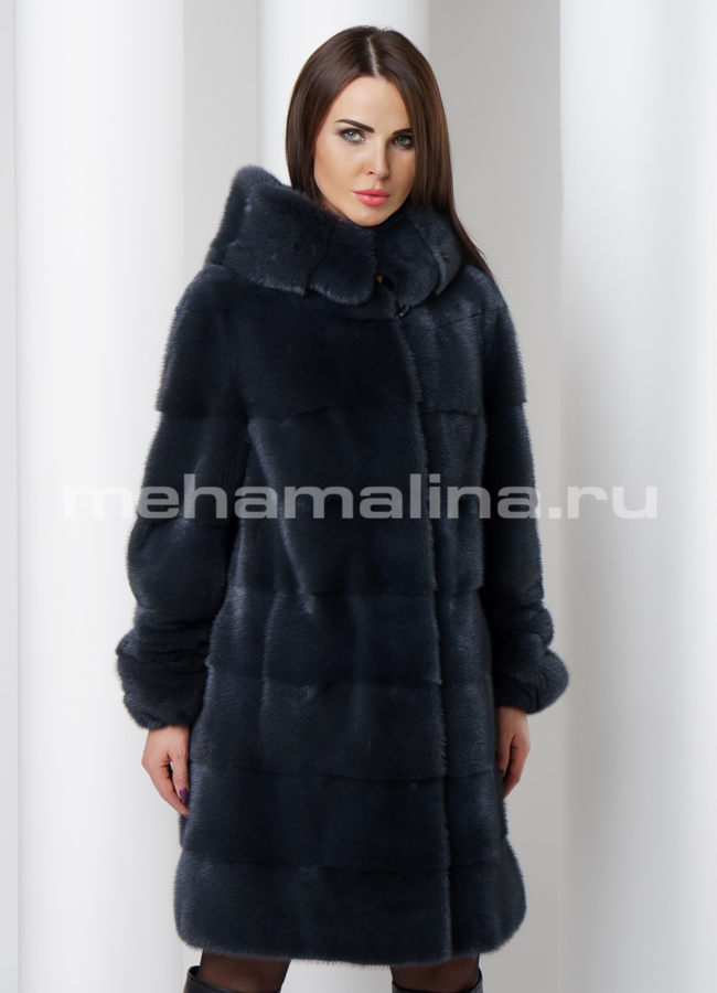 Шуба из скандинавской норки в цвете графит модель № S-506 универмаг малина