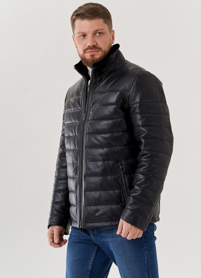 Мужская куртка из натуральной кожи  модель № 79615 в кредит