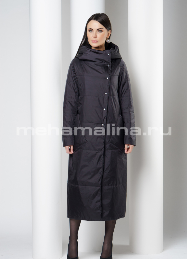 фото Утепленное пальто с капюшоном модель № 117