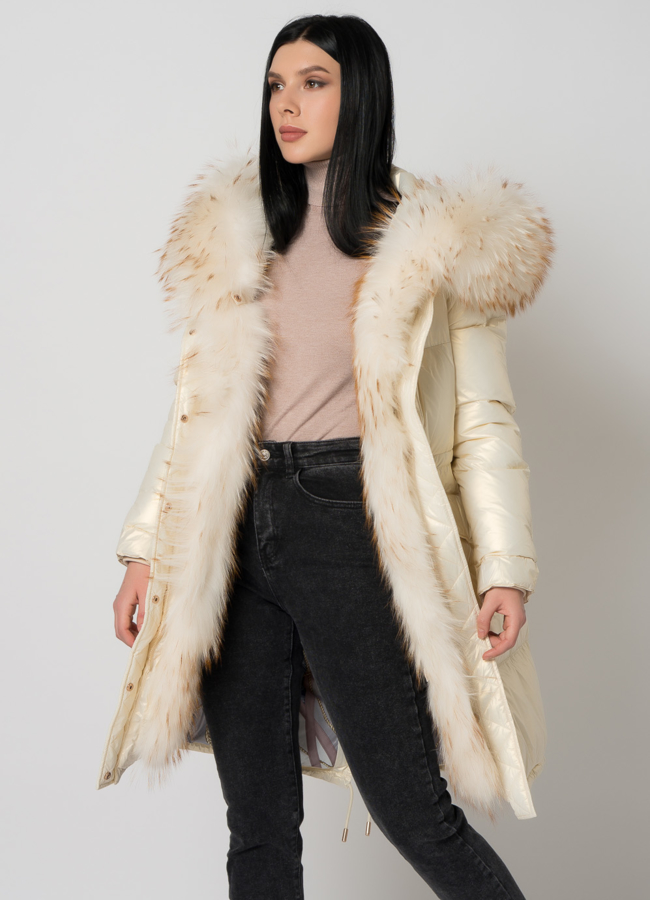 Парка- пуховик белого цвета модель № 75734 универмаг малина