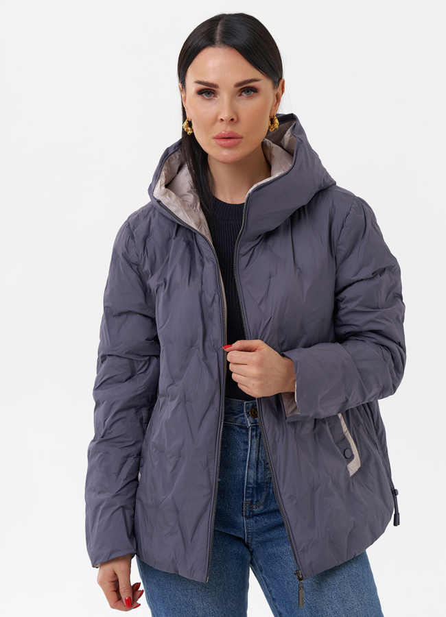 Женская утепленная куртка с капюшоном модель № 29901 меха малина