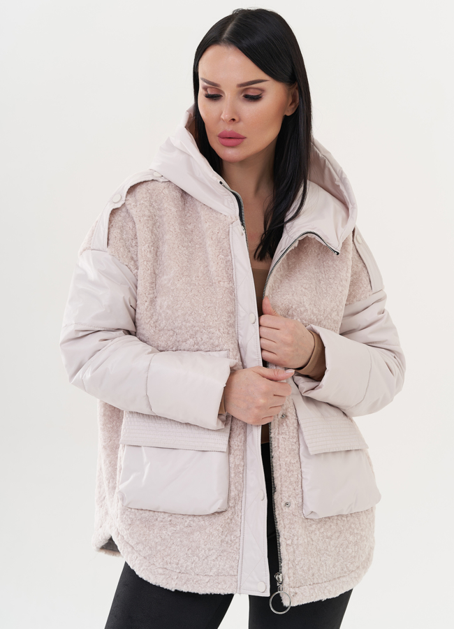 Женская куртка комбинированная с шерстью модель № 26614 универмаг малина