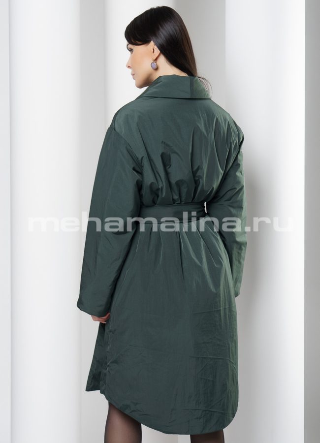 Пальто на запах в цвете изумруд модель № 11179 в кредит