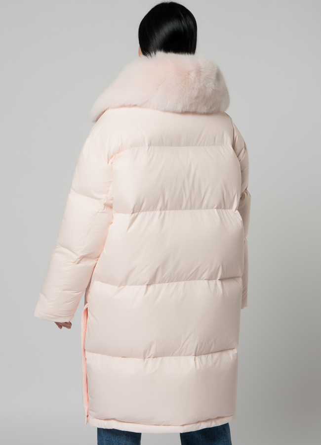 Пуховик женский с меховой отделкой  модель № 22166 в рассрочку