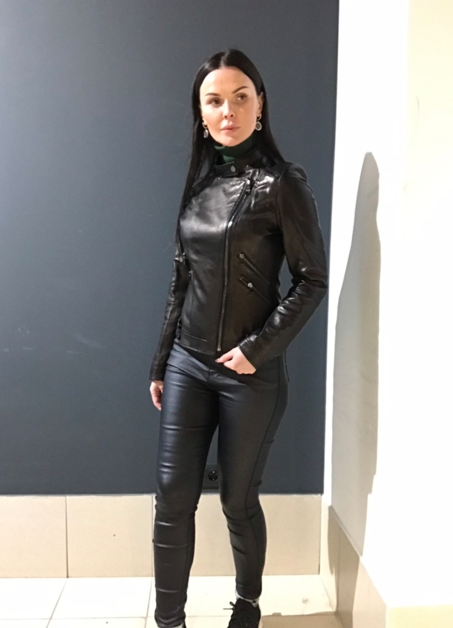 Кожаная куртка-косуха модель № 6190 в кредит