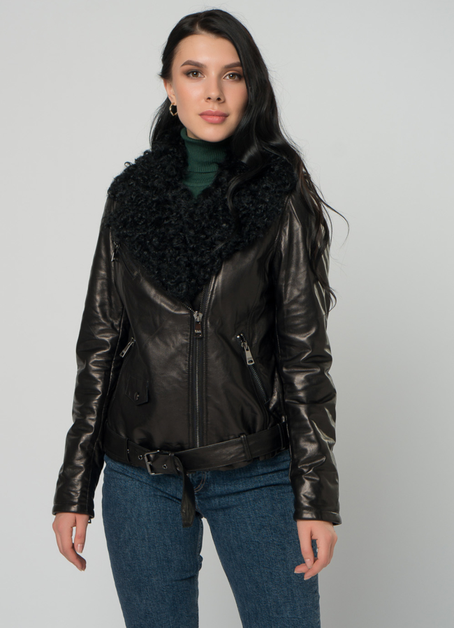 Косуха утепленная с мехом модель № 72835 меха малина