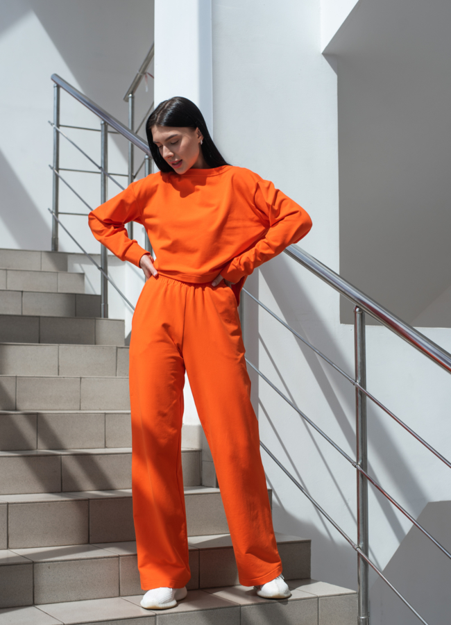 Джемпер женский оранжевого цвета с длинным рукавом модель № 22913 универмаг малина