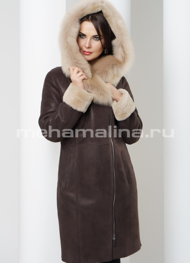фото Дубленка с капюшоном модель № D-151
