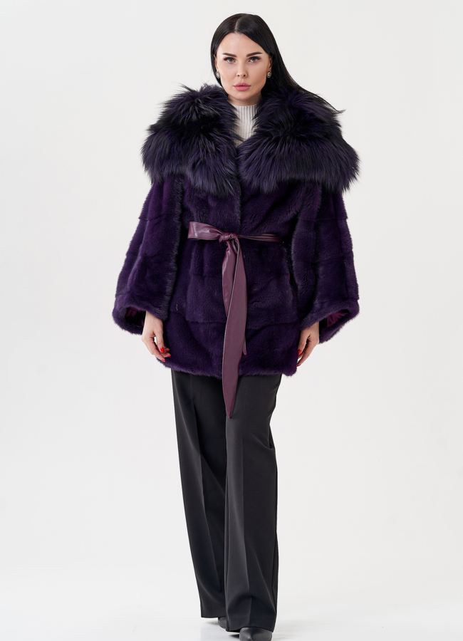 Норковая шуба фиолетового цвета модель № 1600 в кредит