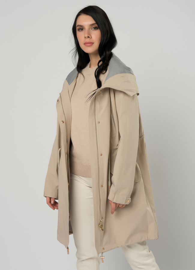 Светлая парка с мехом енота модель № 73381 универмаг малина