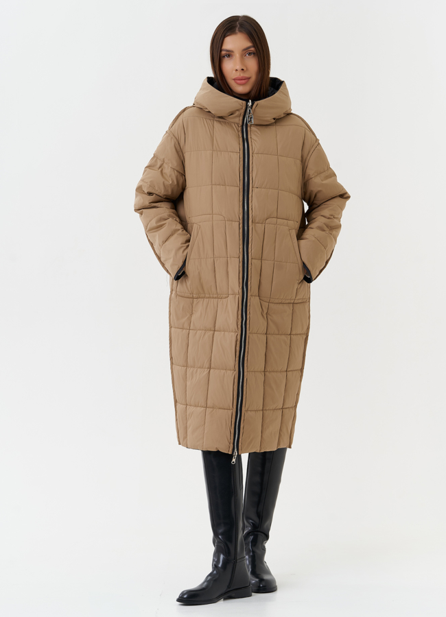 Двухсторонний пуховик с капюшоном модель № 27876 в кредит