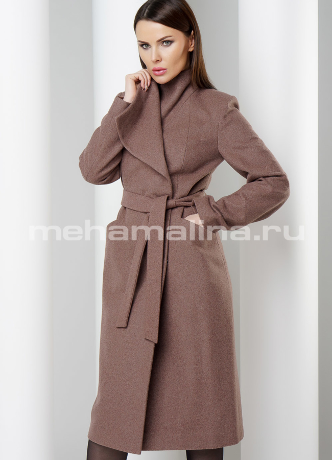 Пальто Avalon с поясом  модель № 2433 меха малина