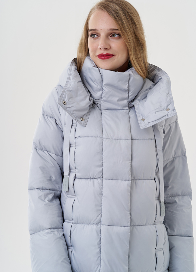 Женский пуховик с капюшоном  модель № 82045 универмаг малина