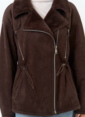 Женская дубленка из эко замши