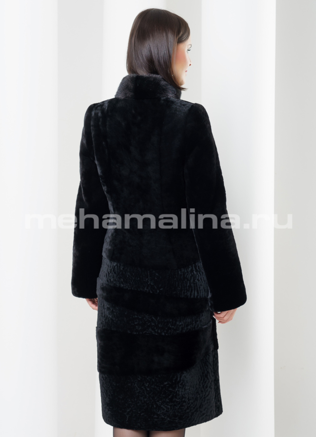 Шуба из мутона, воротник стойка модель № S-428 в кредит