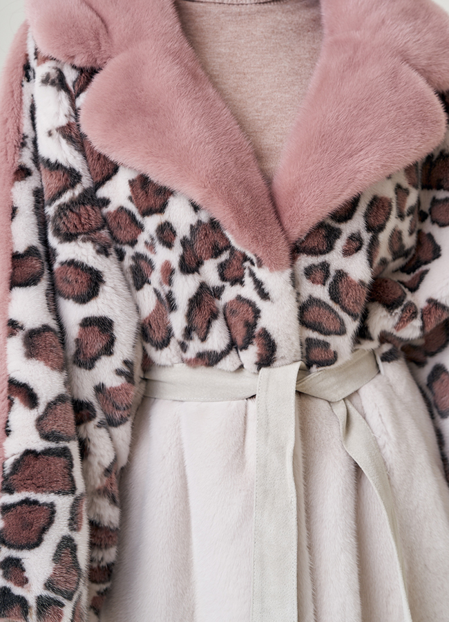 Женская шуба из скандинавской норки с принтом леопард модель № 23080 в рассрочку