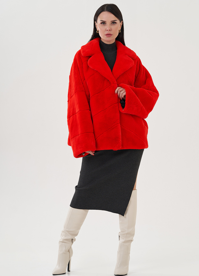 фото Красная куртка из кролика модель № 24802