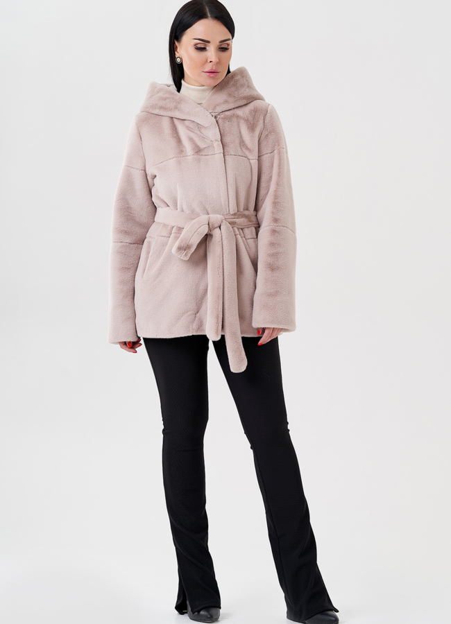 Женская куртка из искусственного меха с капюшоном модель № 23532 в кредит