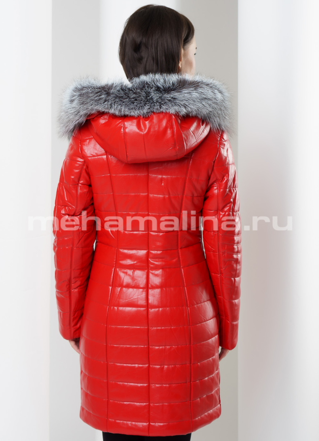 Пуховик из эко кожи модель № П-66 универмаг малина