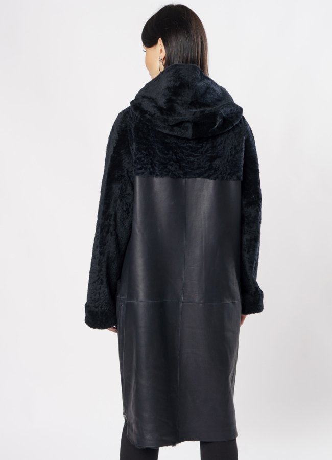 Дубленка на молнии с капюшоном модель № 3566-97 в рассрочку