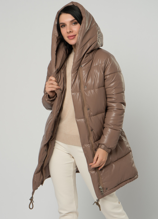 Пуховик из эко кожи модель № 75374/1 в рассрочку