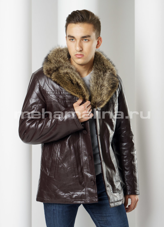 Мужская эко дубленка модель № DM-117 универмаг малина