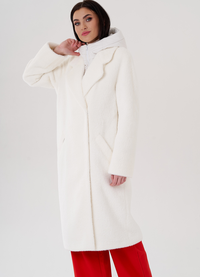 Женское пальто со съёмным капюшоном модель № 24325 универмаг малина