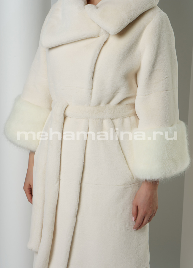 Пальто из эко меха с рукавом 3/4 модель № 904 универмаг малина