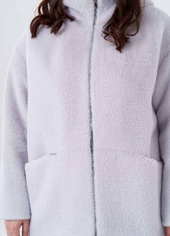 Женское укороченное пальто с капюшоном модель № 23900 универмаг малина