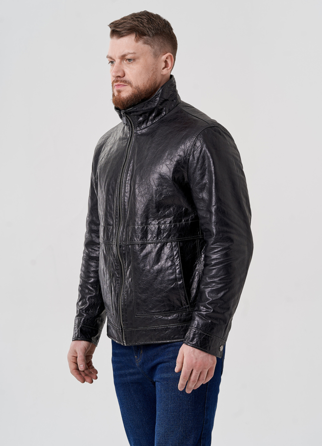 Мужская кожаная куртка  модель № 24405 в кредит