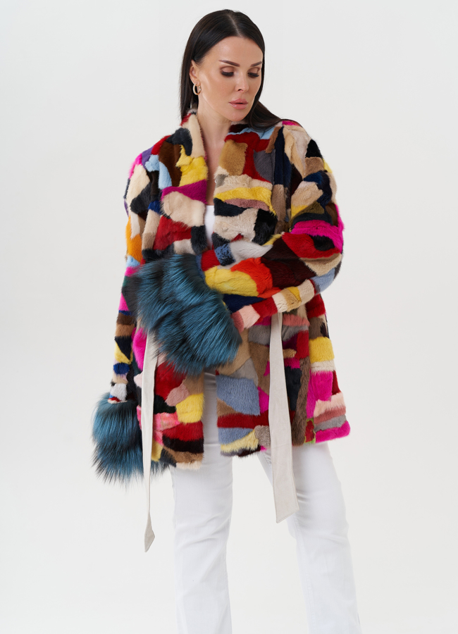 Женская шуба из норки  модель № 27622 универмаг малина