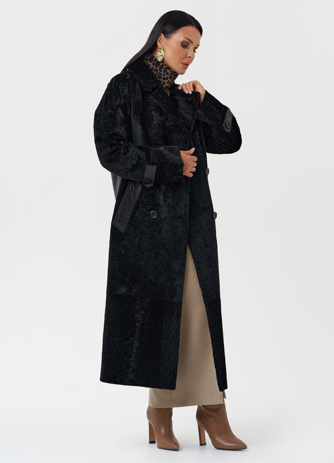 Натуральная дубленка с английским воротником модель № 28694 в рассрочку