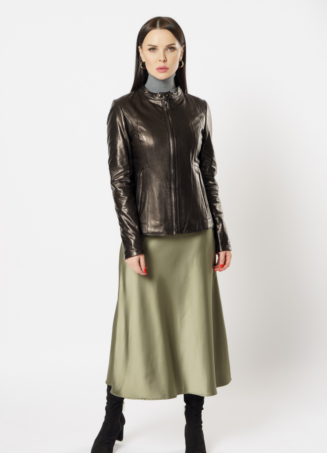 фото Куртка кожаная на молнии модель № 10627