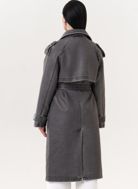 Плащ из эко кожи с поясом