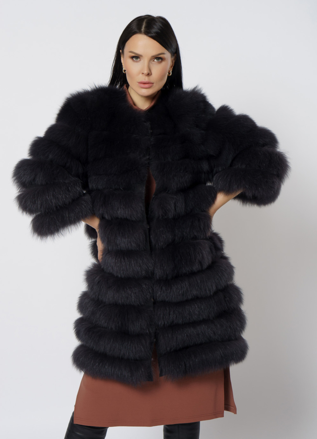 Шуба из песца в цвете графит модель № 11879 универмаг малина