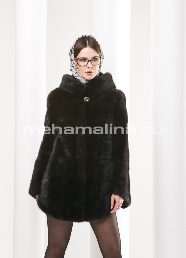 Норковая шуба модель № S-496 меха малина