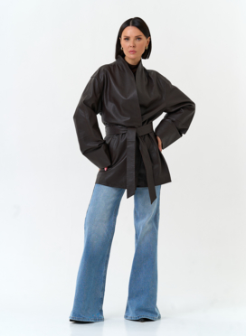 Женский жакет кимоно из натуральной кожи