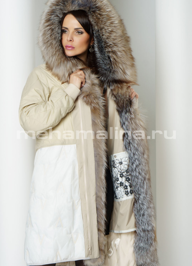 Парка-трансформер с мехом модель № 942 универмаг малина