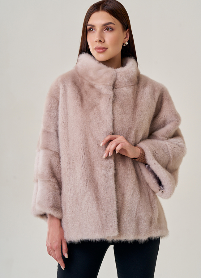 Куртка из норки в пудровом цвете модель № 78772 универмаг малина