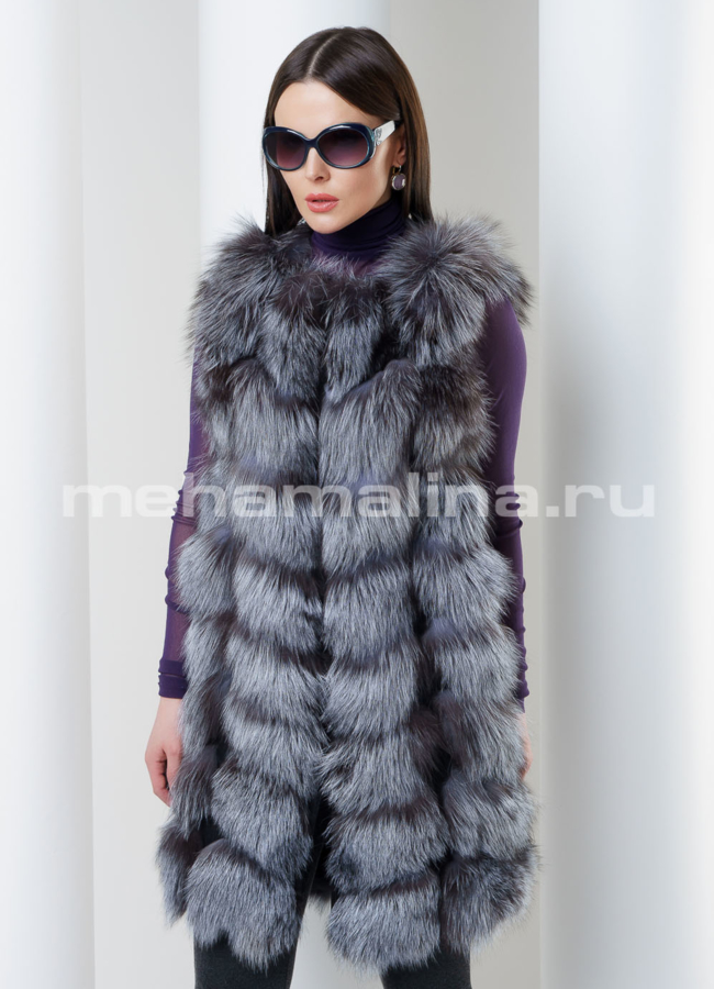 Жилет из чернобурки модель № M-130 меха малина