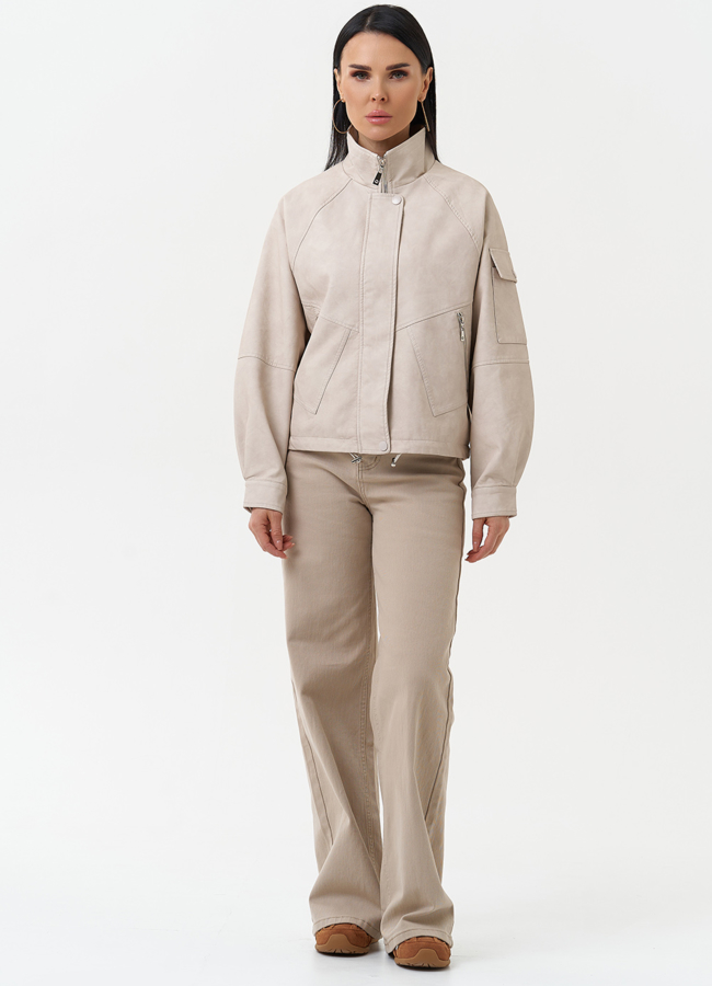 Куртка бомбер из эко кожи с воротником стойкой модель № 30341 универмаг малина