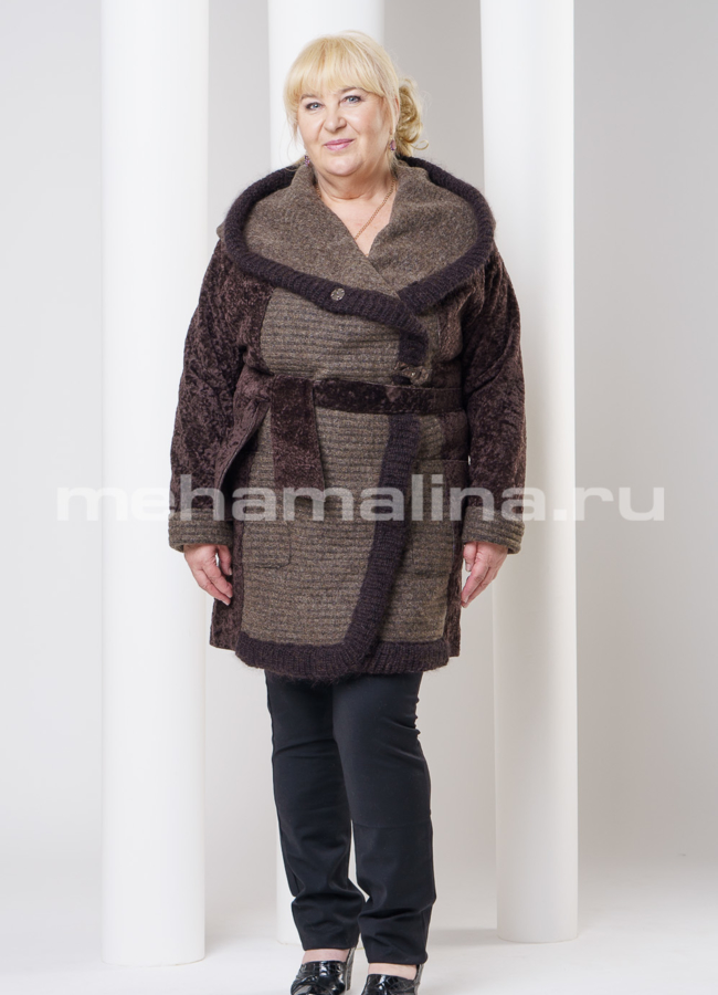 Меховое пальто, с итальянской валяной шерстью модель № BP-25 в рассрочку